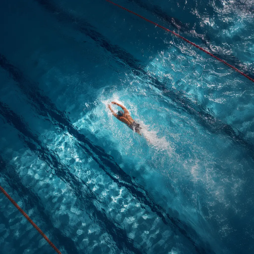 aerial view of swimmer
